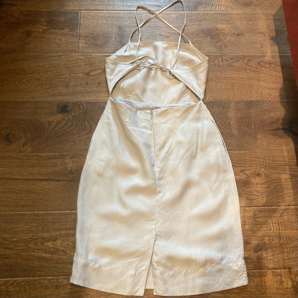 WILFRED Sz 8 Spaghetti Strap Lined Pencil Skirt Seam Pocket Zipper Closure Dress - Picture 5 of 13